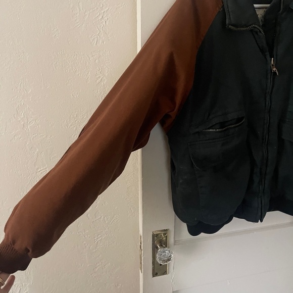 Vintage 90s downtown girl Ash Creek Trading Puffer Coat Leather Elbow Patc XL - Picture 7 of 13